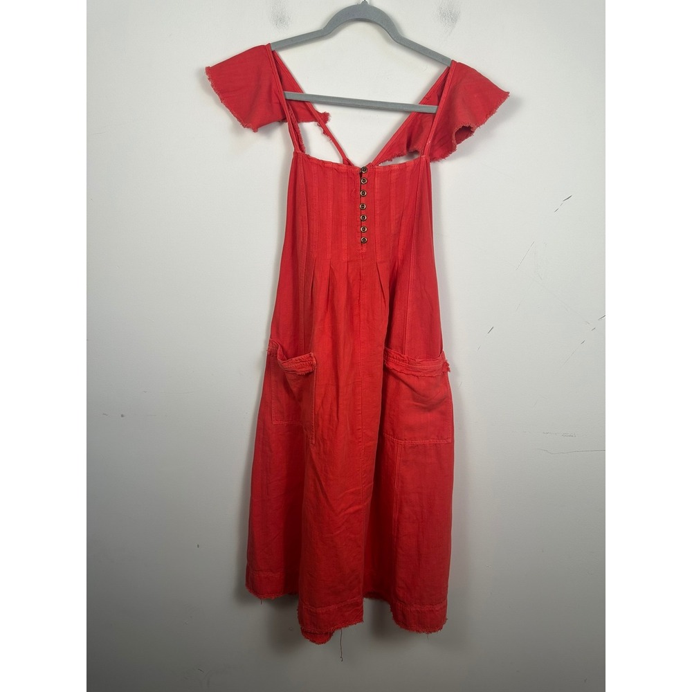 Pilcro and the Letterpress Dress Women Small Red NEW Boho Midi Cotton Linen 2786